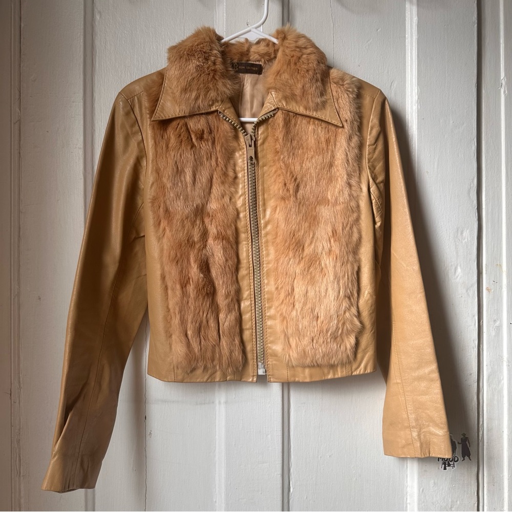 Vintage Pavo Real Tan Leather Jacket